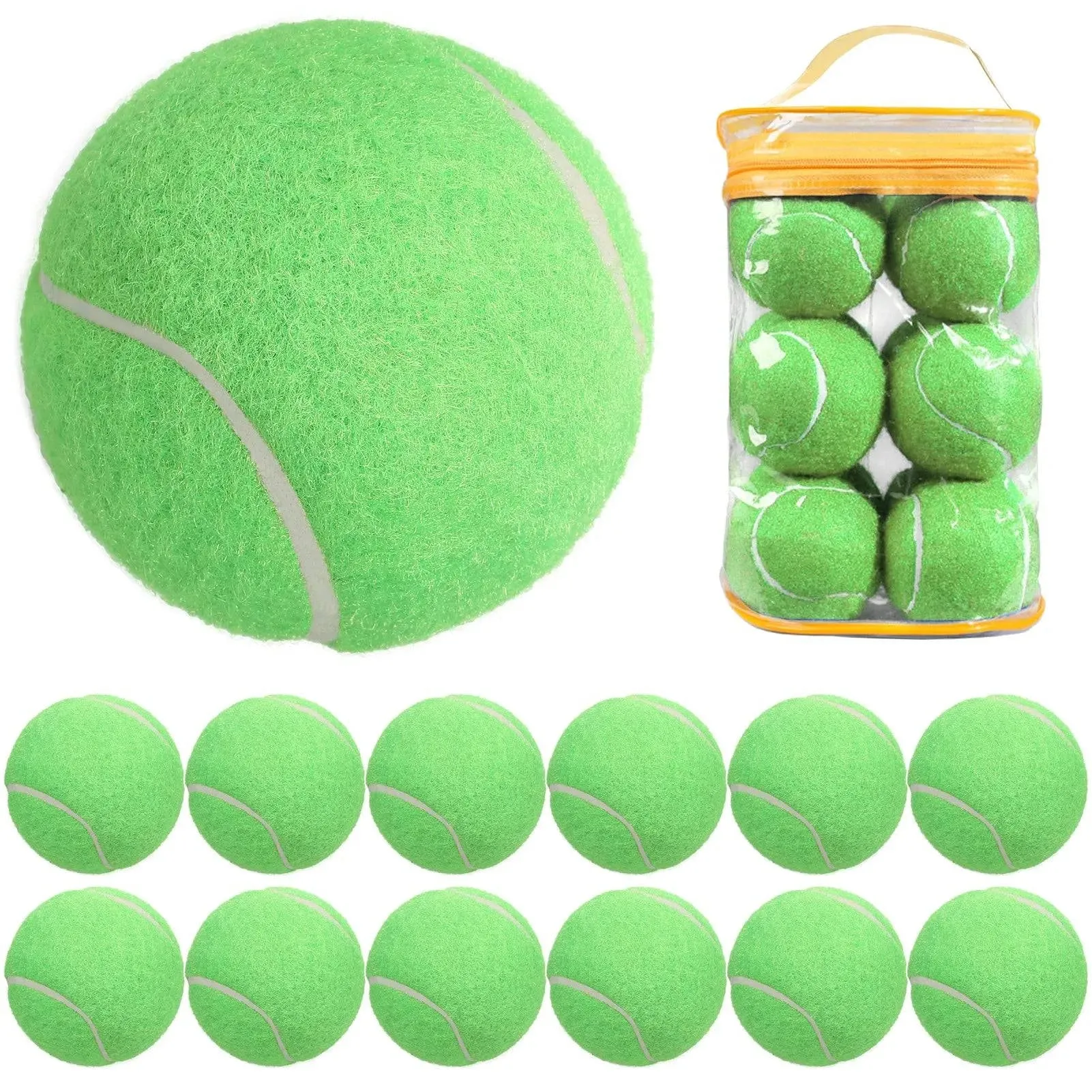 12 Packs Pressure Matching and Training Tennis Balls Natural Rubber Tennis Balls