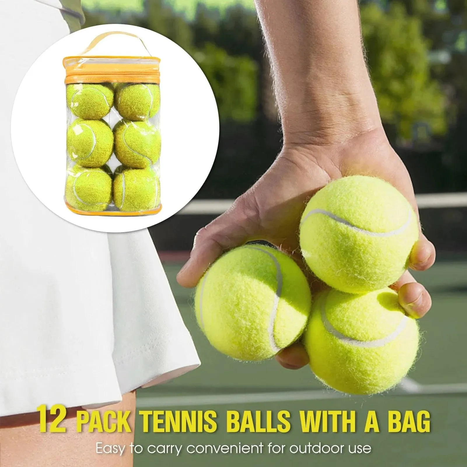 12 Packs Pressure Matching and Training Tennis Balls Natural Rubber Tennis Balls