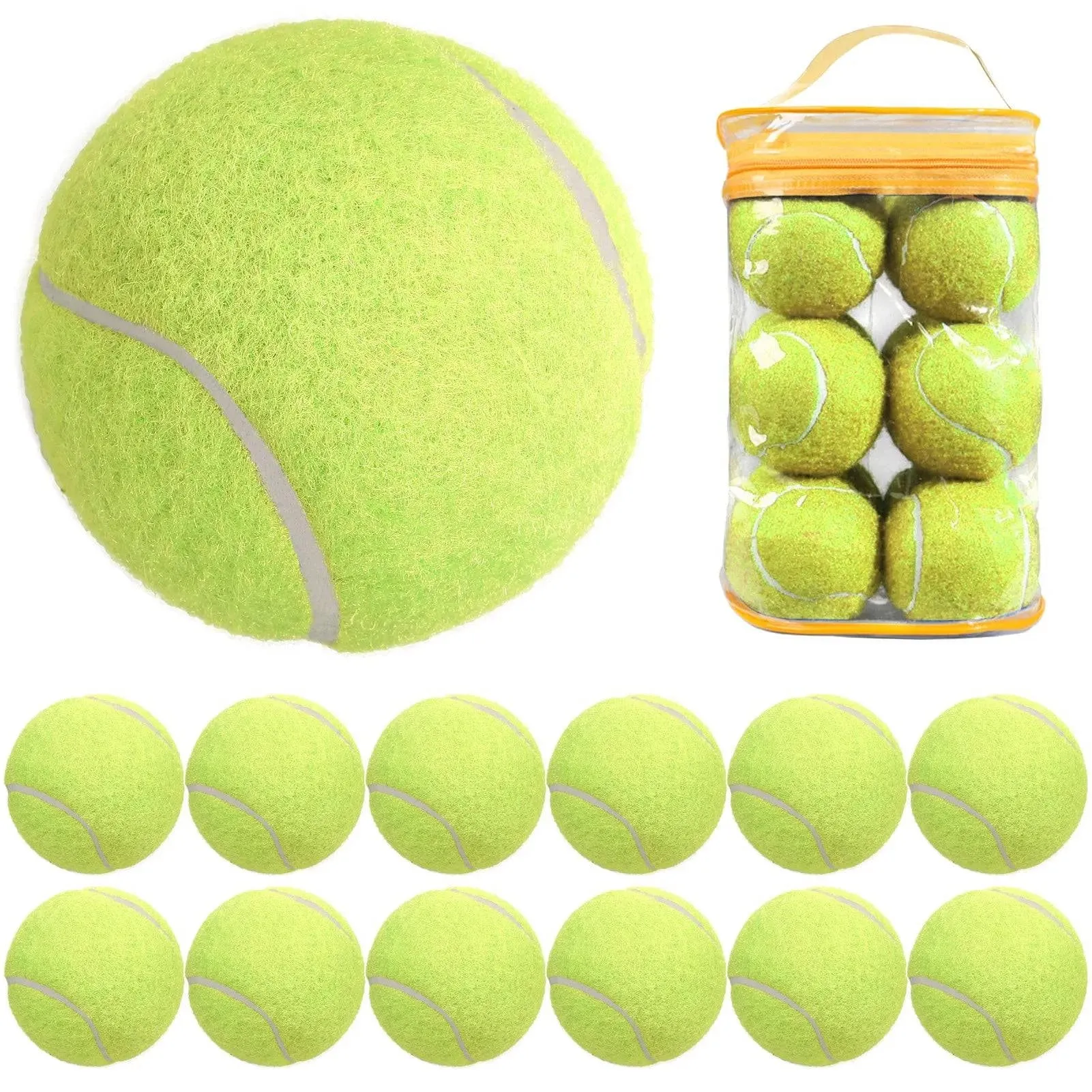 12 Packs Pressure Matching and Training Tennis Balls Natural Rubber Tennis Balls