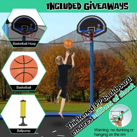 12/14/15/16 Feet Outdoor Recreational Trampoline with Ladder and Enclosure Net-16 ft - Color: Black - Size: 16 ft