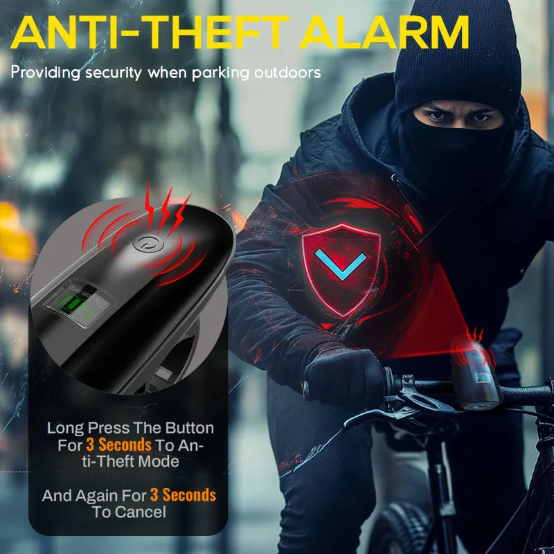 1400 Lumens Rechargeable Bike Lights With Tail Light Black