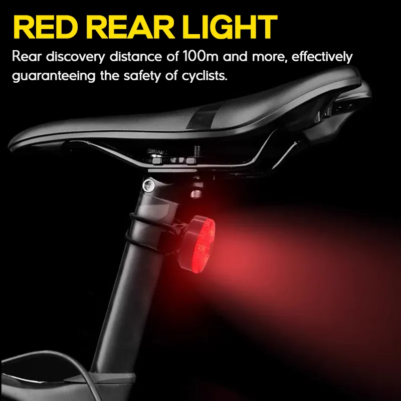 1400 Lumens Rechargeable Bike Lights With Tail Light Black