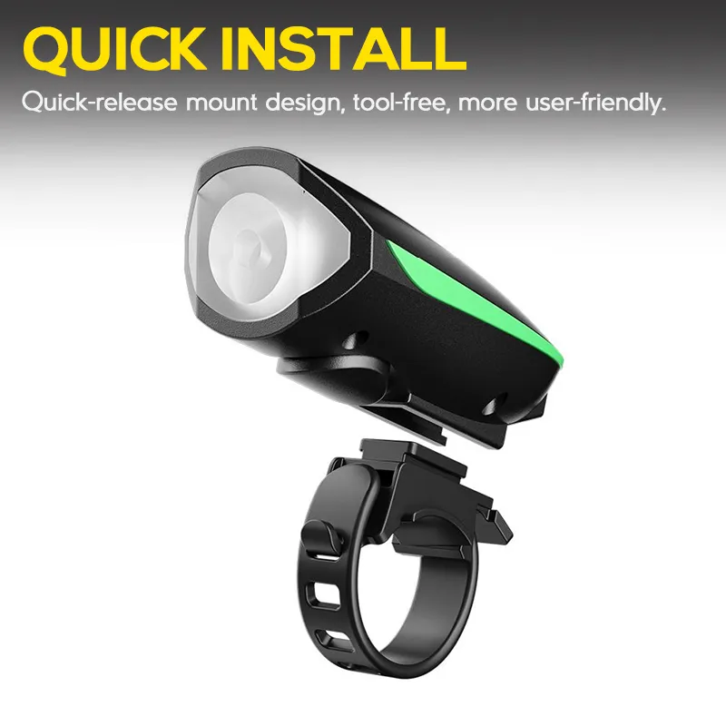 1400 Lumens Rechargeable Bike Lights With Tail Light Black