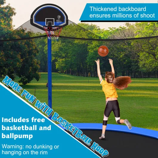 15/16 Feet Outdoor Recreational Trampoline with Enclosure Net-16 ft - Color: Black - Size: 16 ft