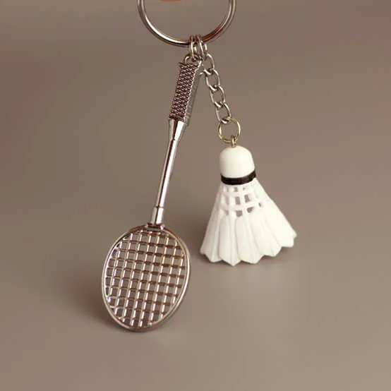 2 -In-1 Badminton Metal Keychain (Select From Drop Down)