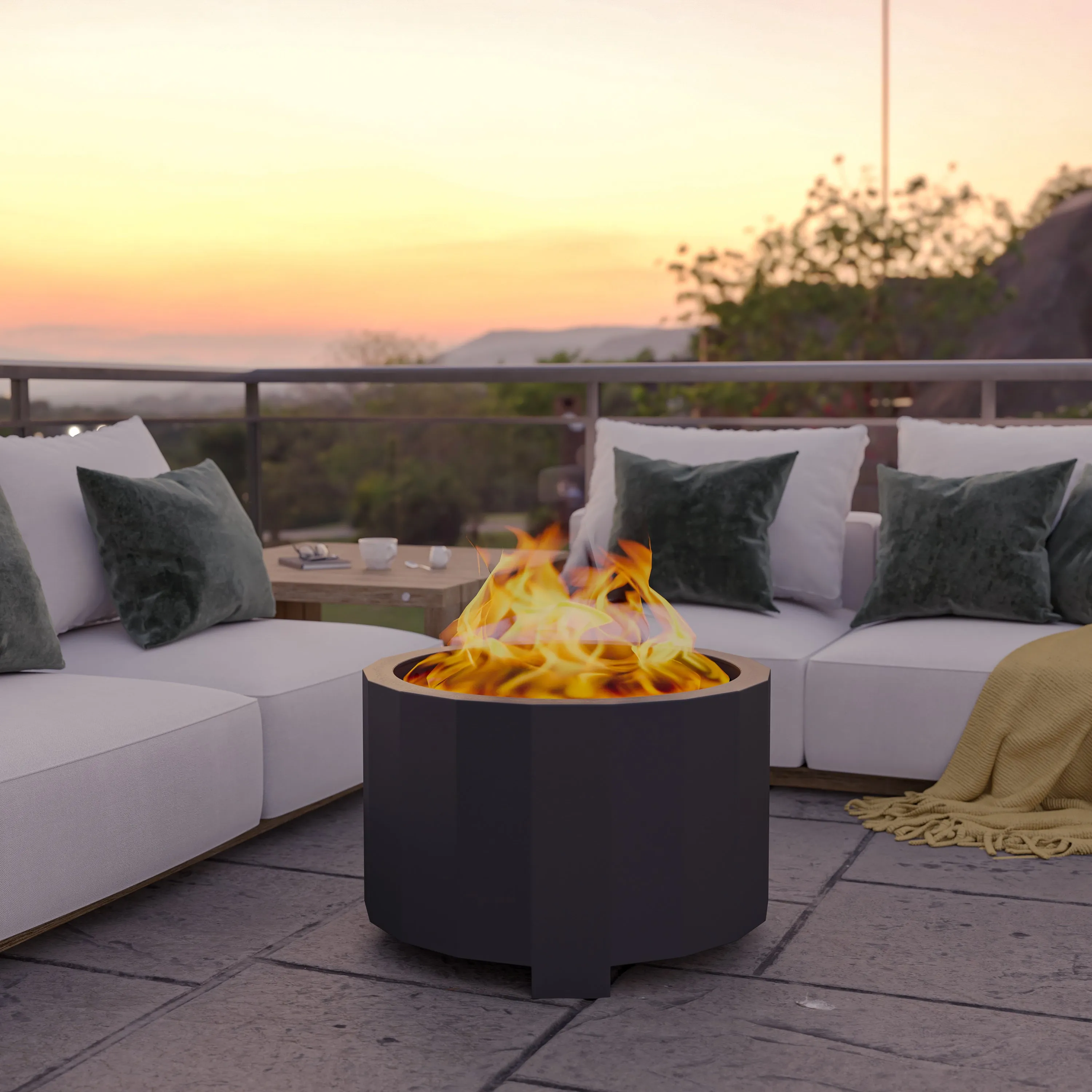 27 Black Smokeless Fire Pit BLN-HY-B-2201FP-03PC-BK-GG