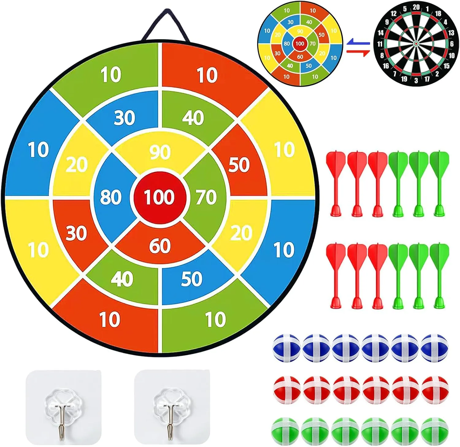 29 Inches Dart Board for KidsKids Large Dart Board with Sticky Balls and DartsIndoor/Outdoor Sport Party Fun Games Toys Birthday Gifts for 3 4 5 6 7 8 9 10 11 12 Year Old Boys Girl