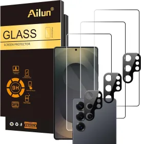 Ailun Glass Screen Protector for Galaxy S25 Ultra [6.9 Inch] 3Pack   3Pack Camera Lens Tempered Glass Fingerprint Unlock 0.25mm Ultra Clear Anti-Scratch Case Friendly [Not For S25/S25 Plus]