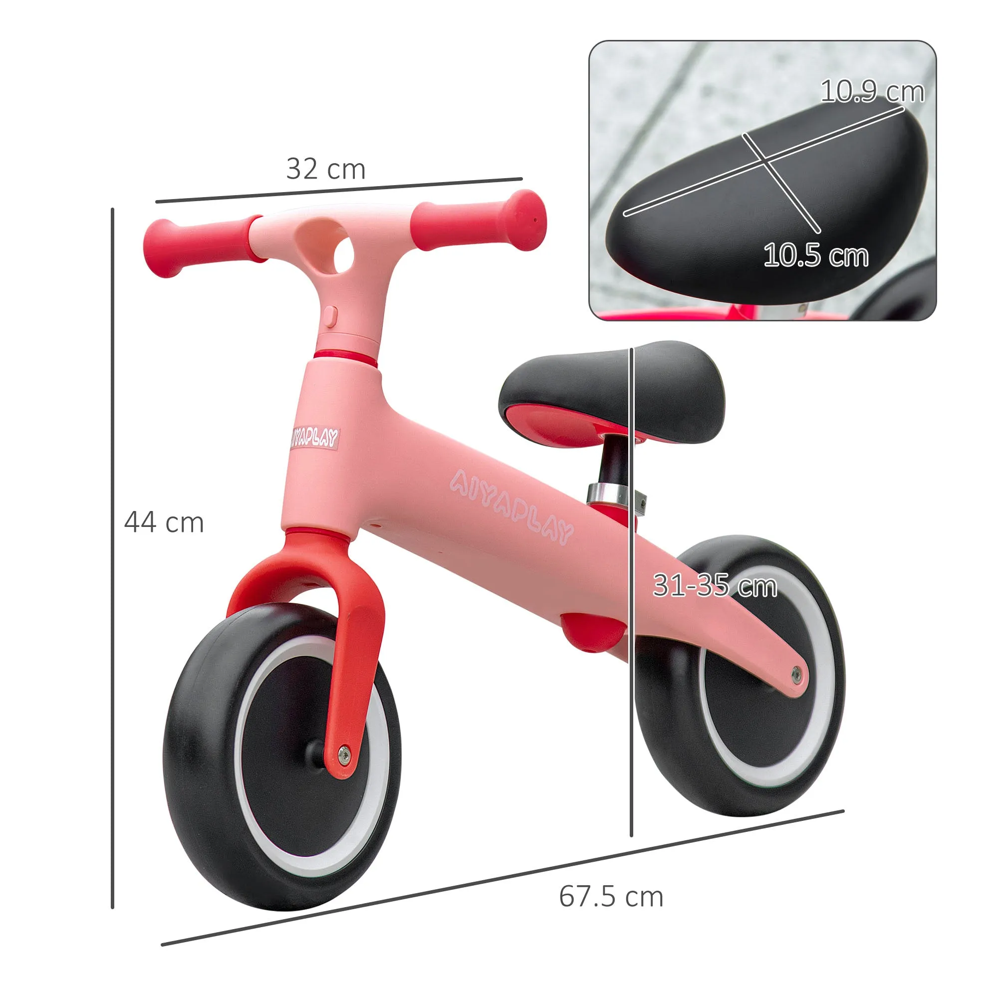 AIYAPLAY Toddler Balance Bike, Adjustable Seat Height, Lightweight Frame for Easy Control, Ideal for 1.5 - 3 Years Old, Pink