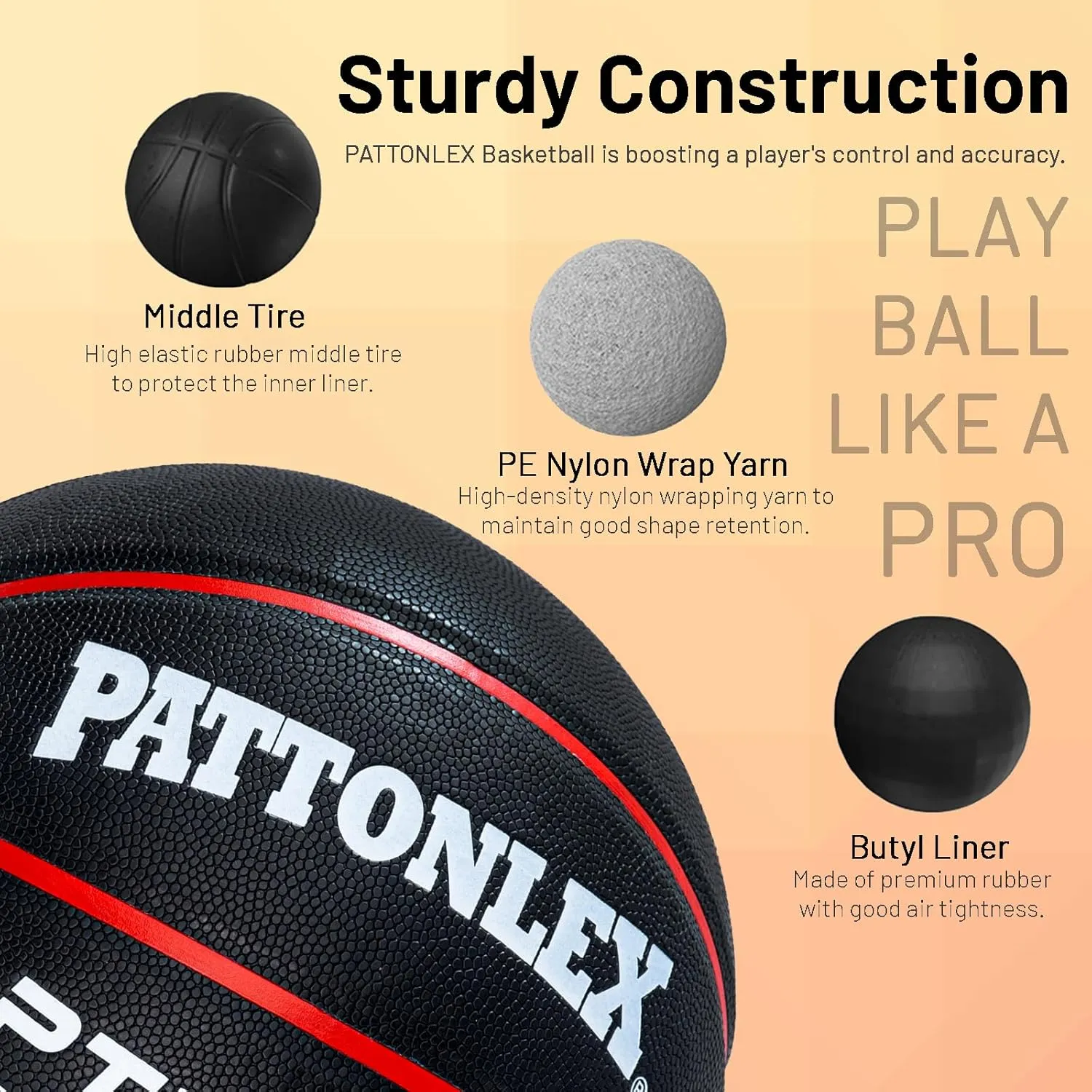 Basketball 29.5" - Official Size 7-Composite Leather - Indoor/Outdoor Basketball Ball for Adult Men