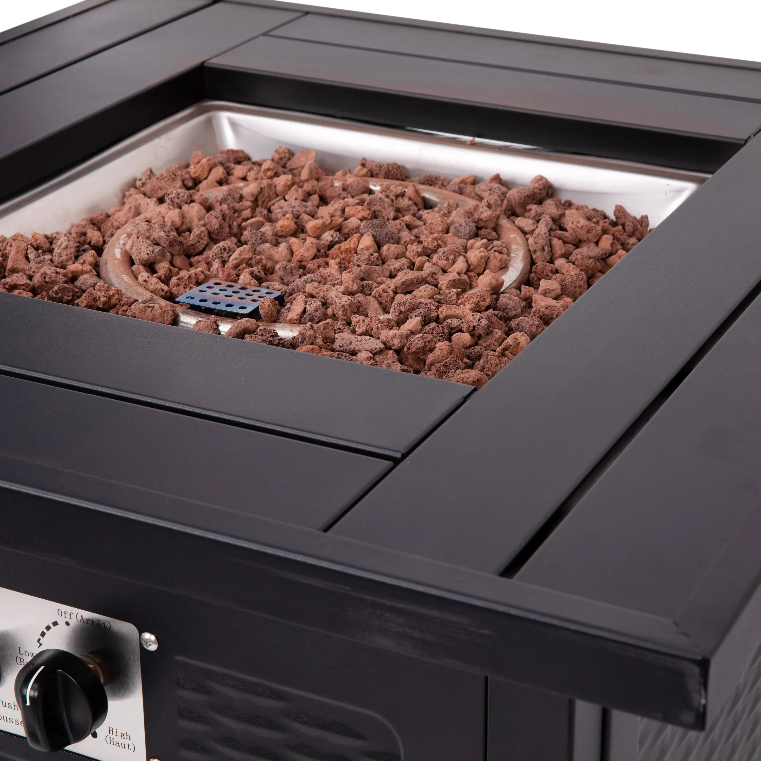 Black 28"SQ Fire Pit Table YO-GYM80015-BK-GG