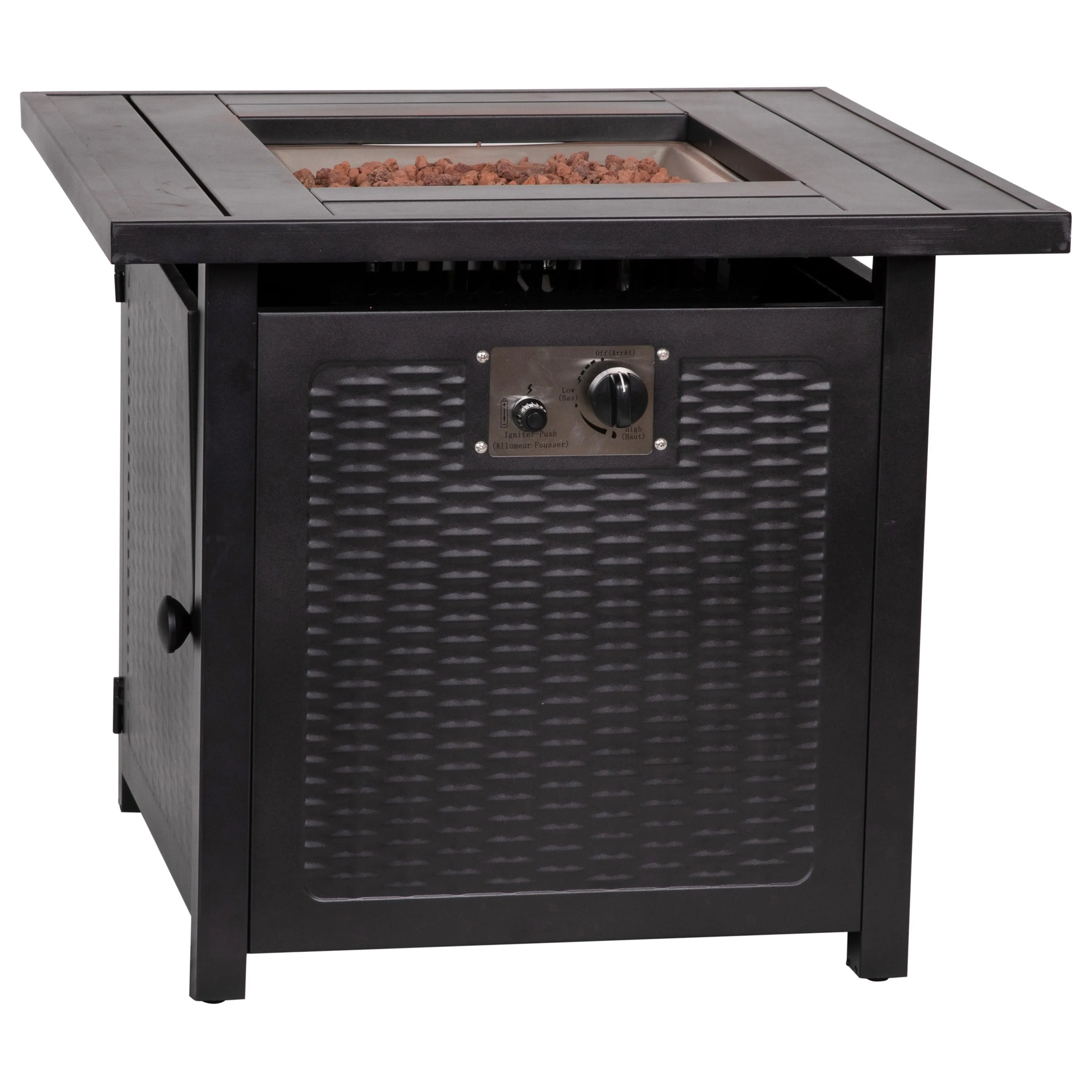 Black 28"SQ Fire Pit Table YO-GYM80015-BK-GG