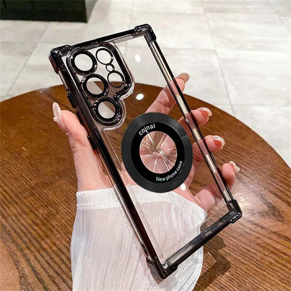 Cute Phone Cases For Galaxy S24, S23, S22 Ultra Plus FE - Luxury Transparent Plating Bumper Cover - TSP412