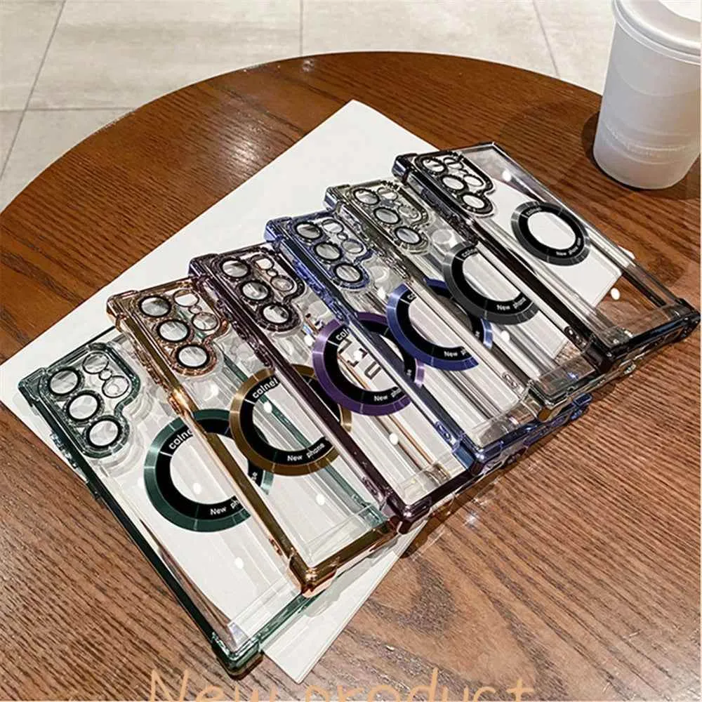 Cute Phone Cases For Galaxy S24, S23, S22 Ultra Plus FE - Luxury Transparent Plating Bumper Cover - TSP412