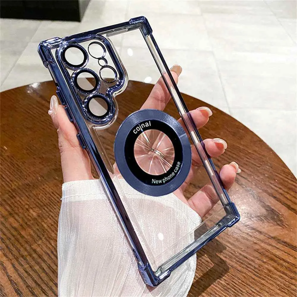 Cute Phone Cases For Galaxy S24, S23, S22 Ultra Plus FE - Luxury Transparent Plating Bumper Cover - TSP412