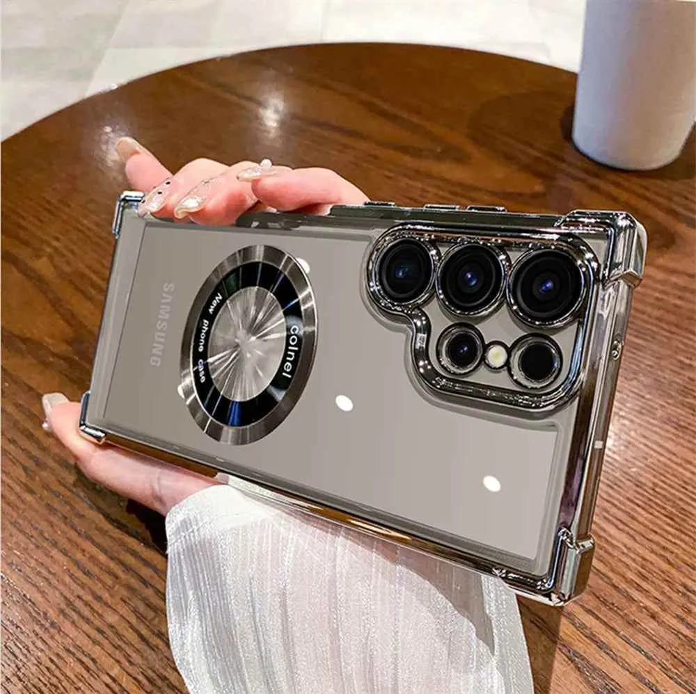 Cute Phone Cases For Galaxy S24, S23, S22 Ultra Plus FE - Luxury Transparent Plating Bumper Cover - TSP412
