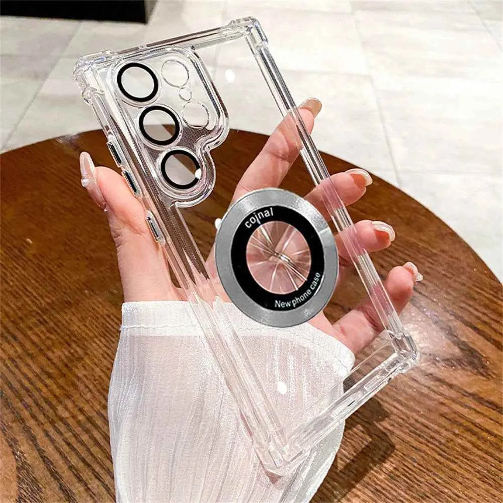 Cute Phone Cases For Galaxy S24, S23, S22 Ultra Plus FE - Luxury Transparent Plating Bumper Cover - TSP412