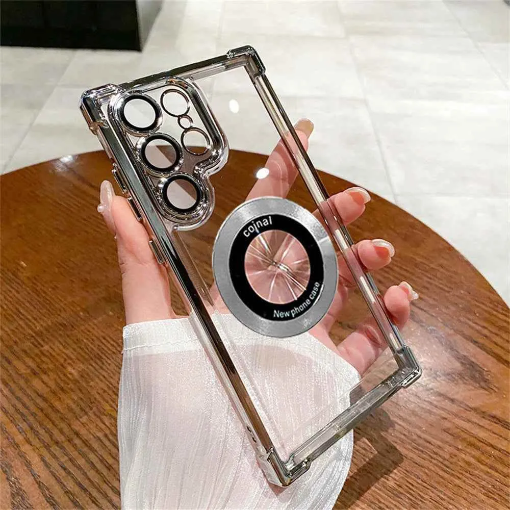 Cute Phone Cases For Galaxy S24, S23, S22 Ultra Plus FE - Luxury Transparent Plating Bumper Cover - TSP412