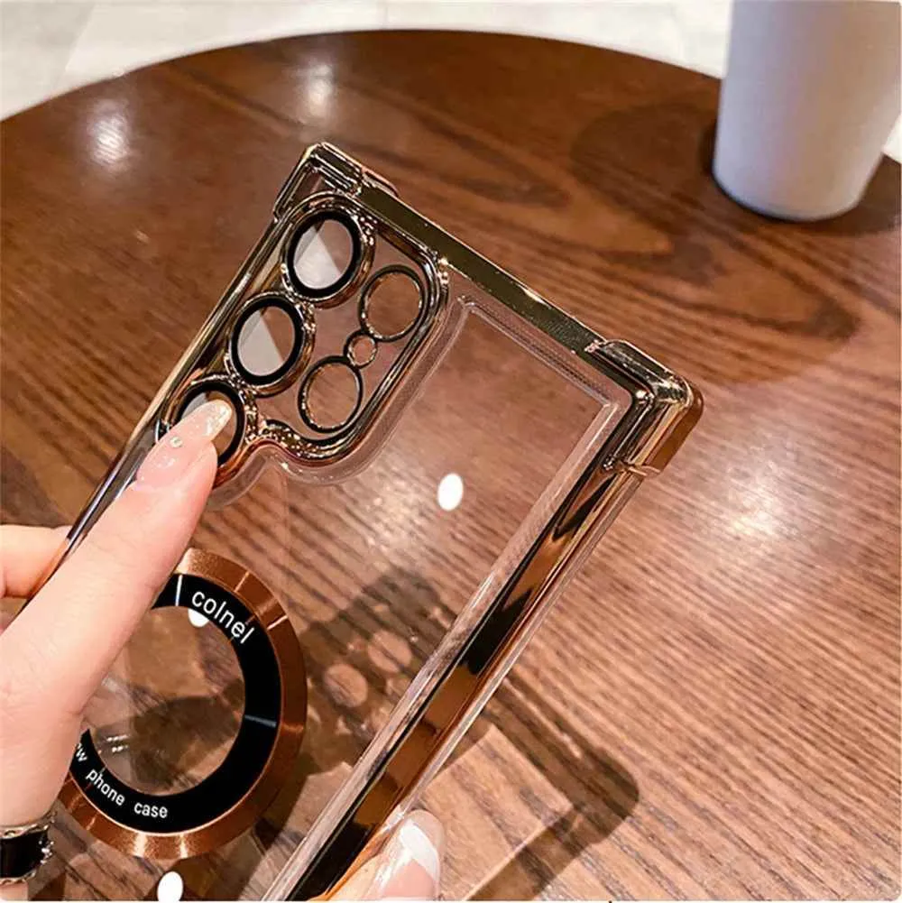 Cute Phone Cases For Galaxy S24, S23, S22 Ultra Plus FE - Luxury Transparent Plating Bumper Cover - TSP412