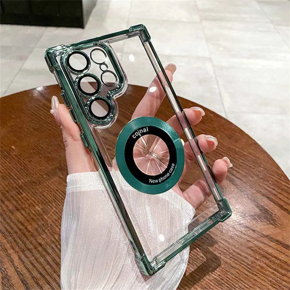 Cute Phone Cases For Galaxy S24, S23, S22 Ultra Plus FE - Luxury Transparent Plating Bumper Cover - TSP412