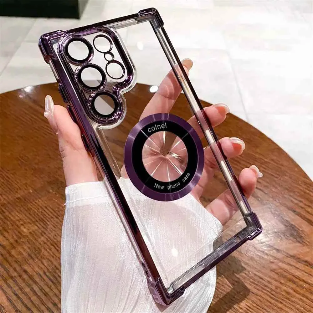 Cute Phone Cases For Galaxy S24, S23, S22 Ultra Plus FE - Luxury Transparent Plating Bumper Cover - TSP412