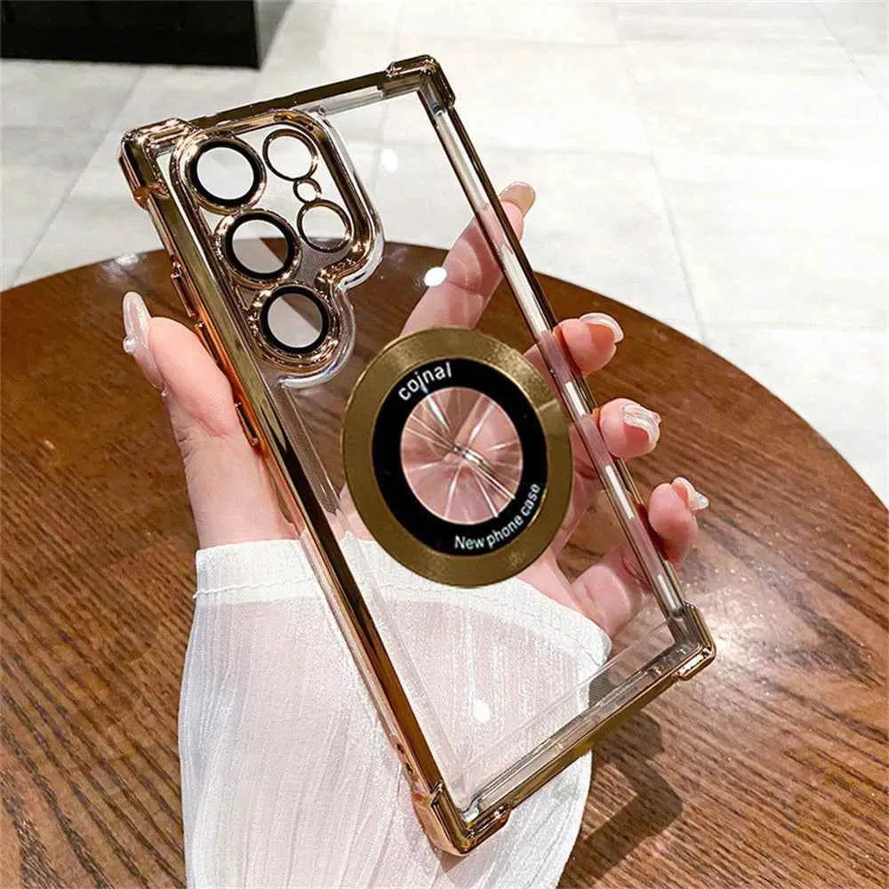 Cute Phone Cases For Galaxy S24, S23, S22 Ultra Plus FE - Luxury Transparent Plating Bumper Cover - TSP412