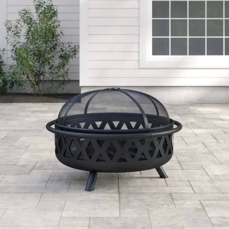 Derbyshire 24" H x 36" W Steel Wood Burning Outdoor Fire Pit