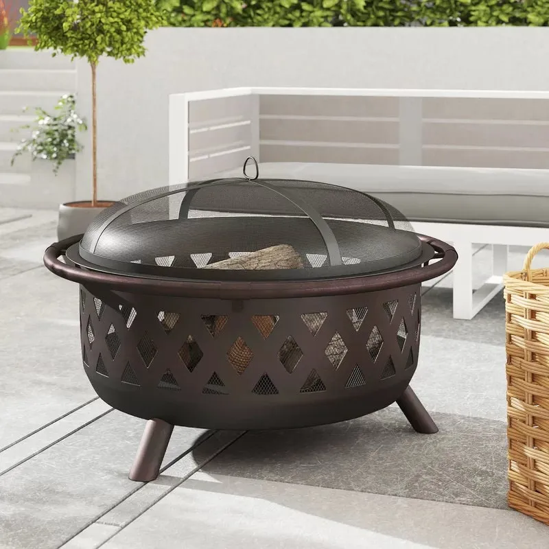 Derbyshire 24" H x 36" W Steel Wood Burning Outdoor Fire Pit