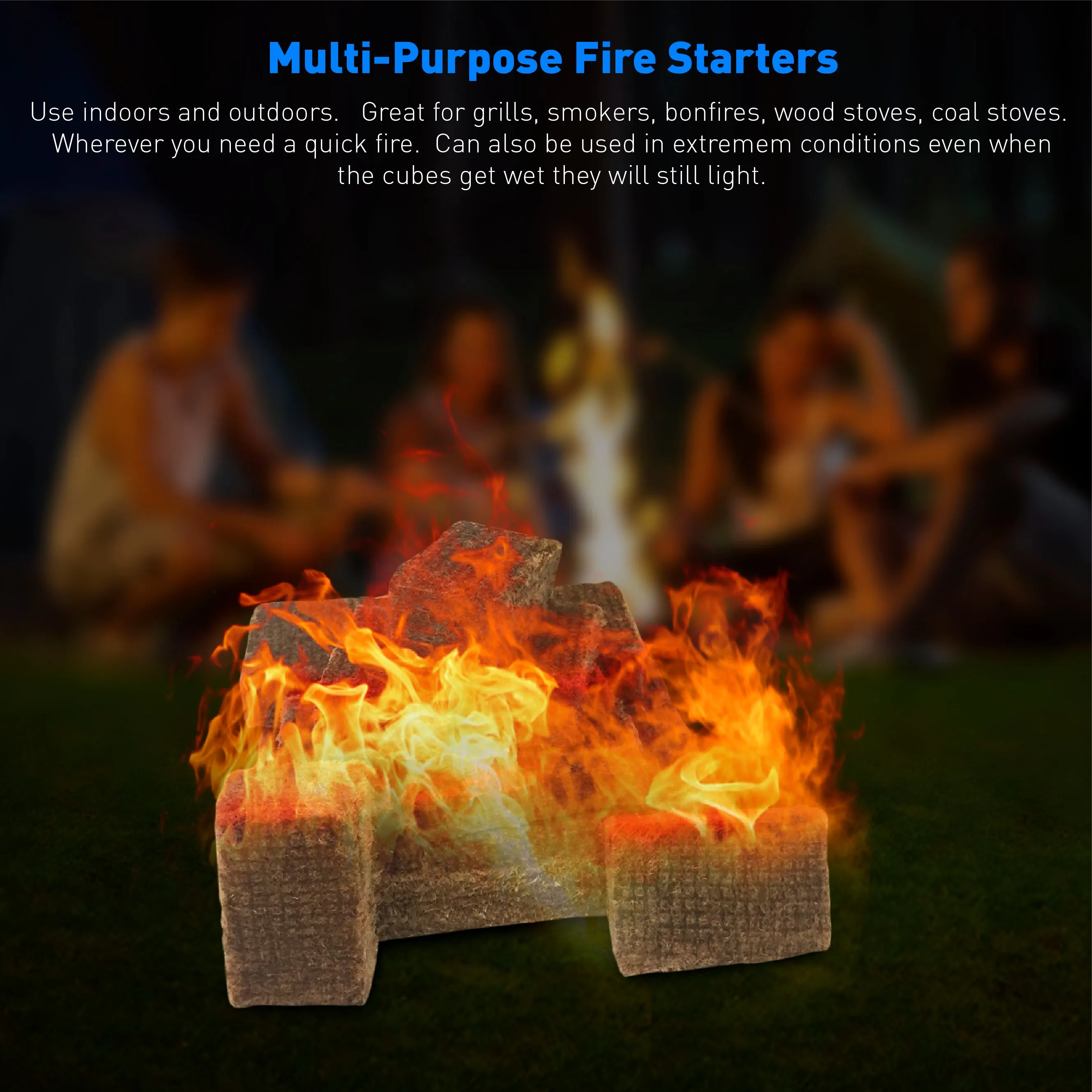 Eco Cubes Fire Starter Squares – Great Fire Starters for Chimney, Charcoal Grill, Fireplace, Campfire, Wood Stove, Pellet Grill and Charcoal