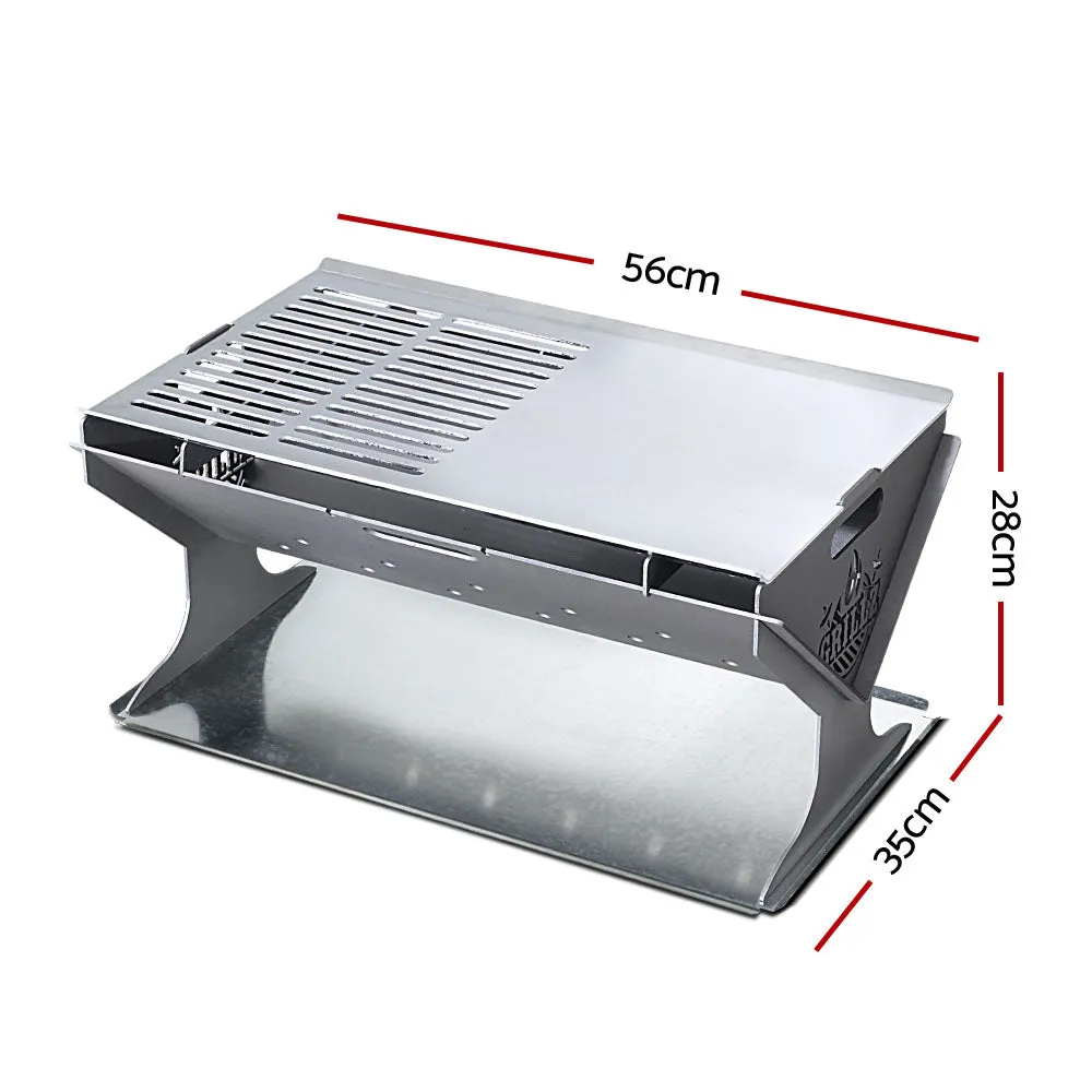 Fire Pit BBQ Outdoor Camping Portable Patio Heater Folding Steel Wood or Charcoal