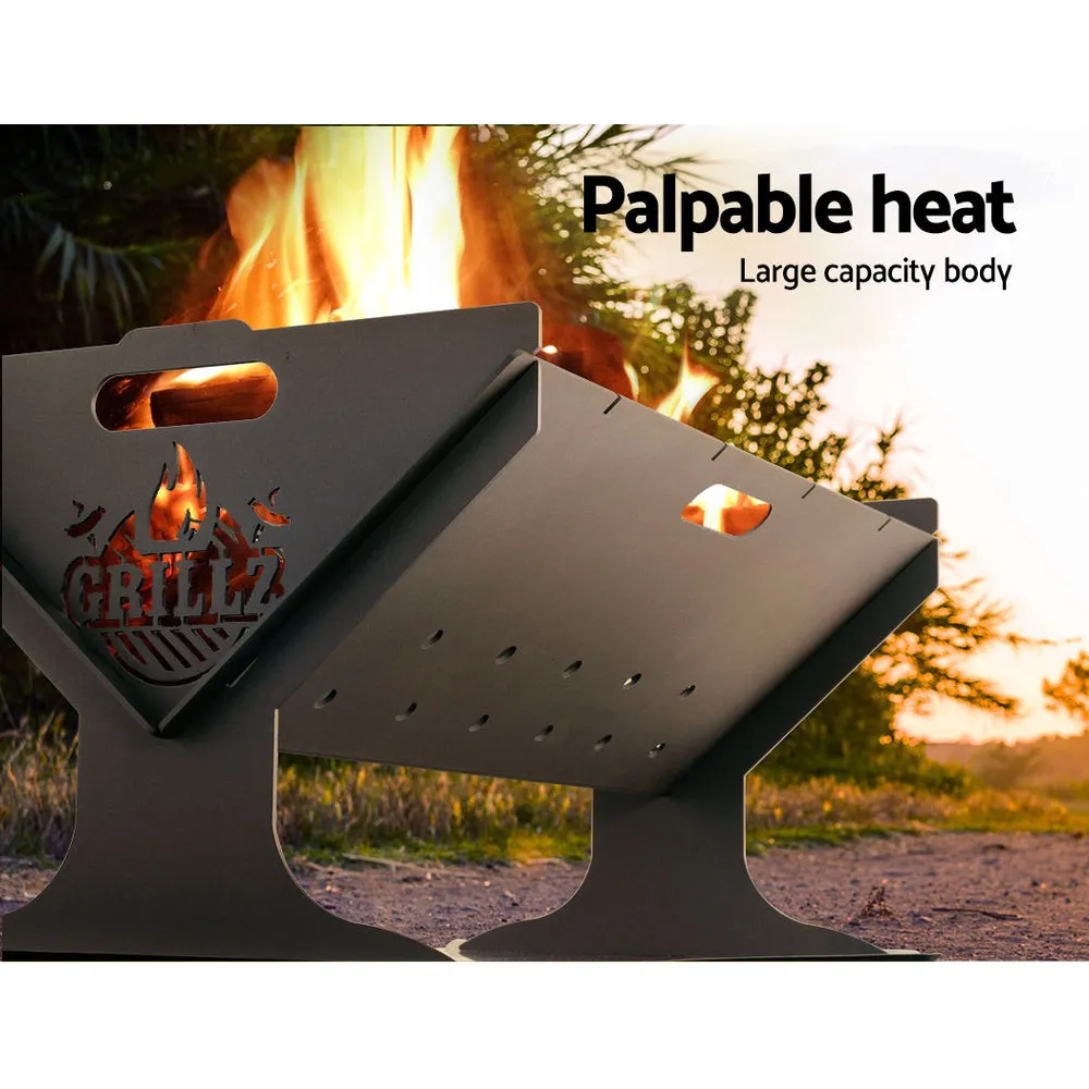 Fire Pit BBQ Outdoor Camping Portable Patio Heater Folding Steel Wood or Charcoal