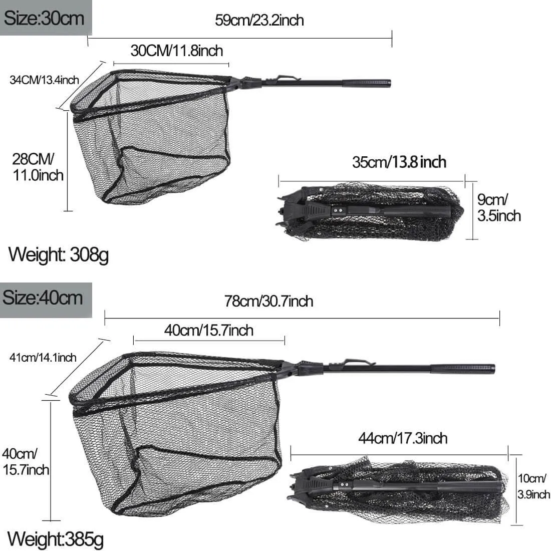 Foldable Collapsible Telescopic Fishing Net Durable Strong Safe Catch and Release Fish Landing Net FN001