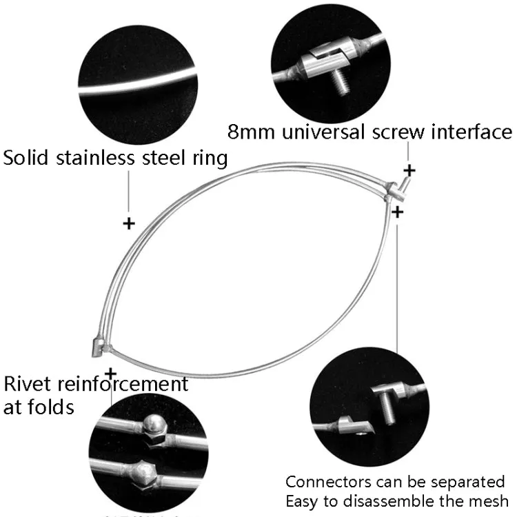 Foldable Stainless Steel Dip Net Head Fishing Net, Specification: Solid 50cm Big Mesh