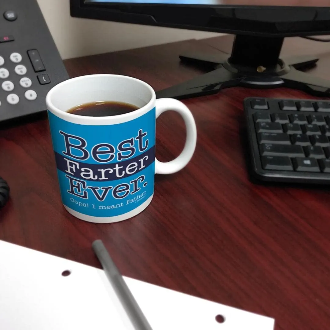 Funny Dad Mug Best Farter Ever Oops Meant Father Ceramic 11oz Coffee Mug Tea Cup Blue