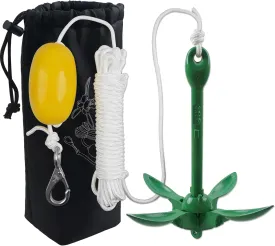 FUSIGO Boat Kayak Anchor Kit, 3.3lb Paddle Board Anchor with 43ft Rope Folding Boat Canoe Anchors Rope Float for Fishing Kayaks SUP Paddle Boards Canoes Jet Ski PWC Inflatable Small Boats
