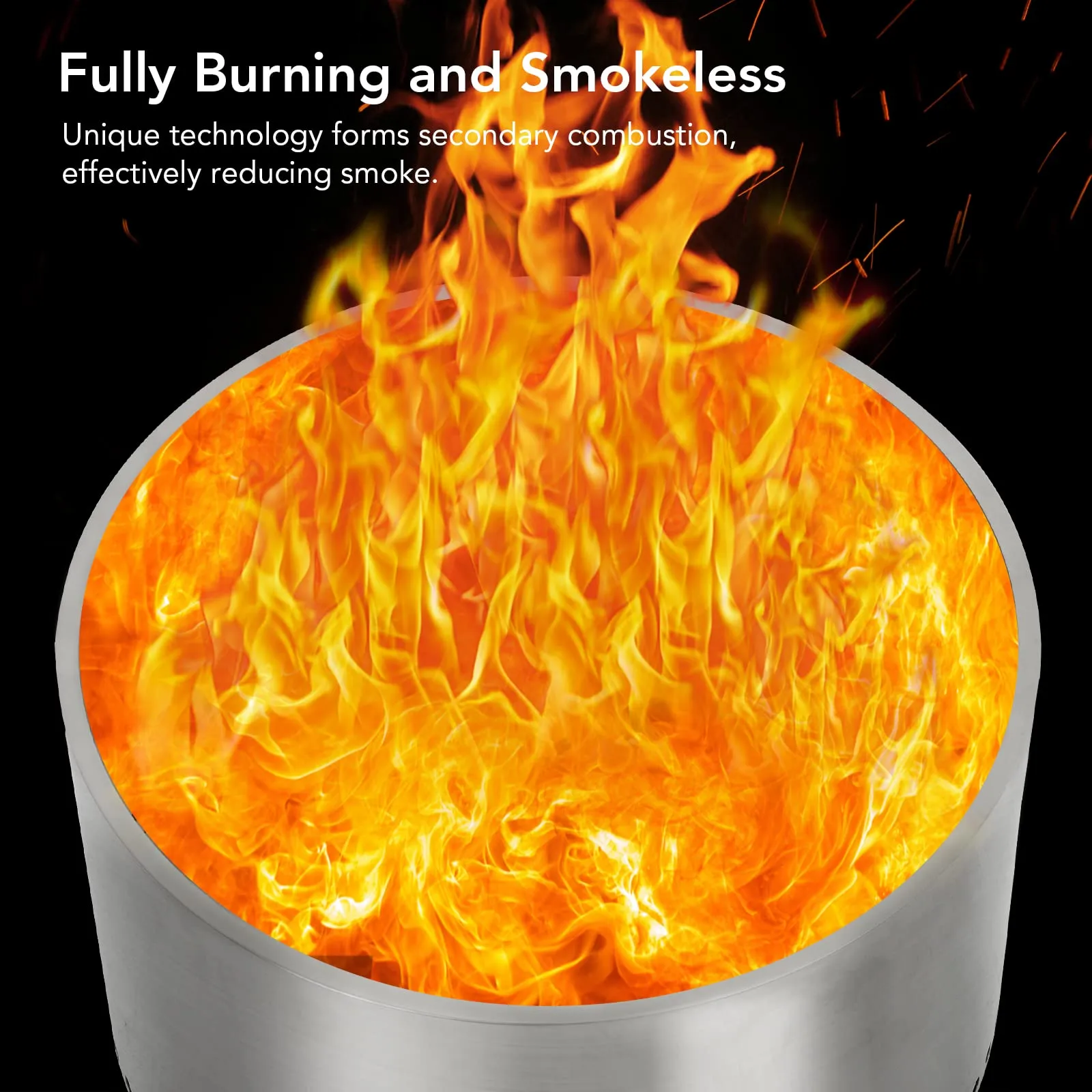 GARVEE 20.5 Inch Smokeless Fire Pit For Outdoor Wood Burning Without Handle Portable Stainless Steel Camping Stove
