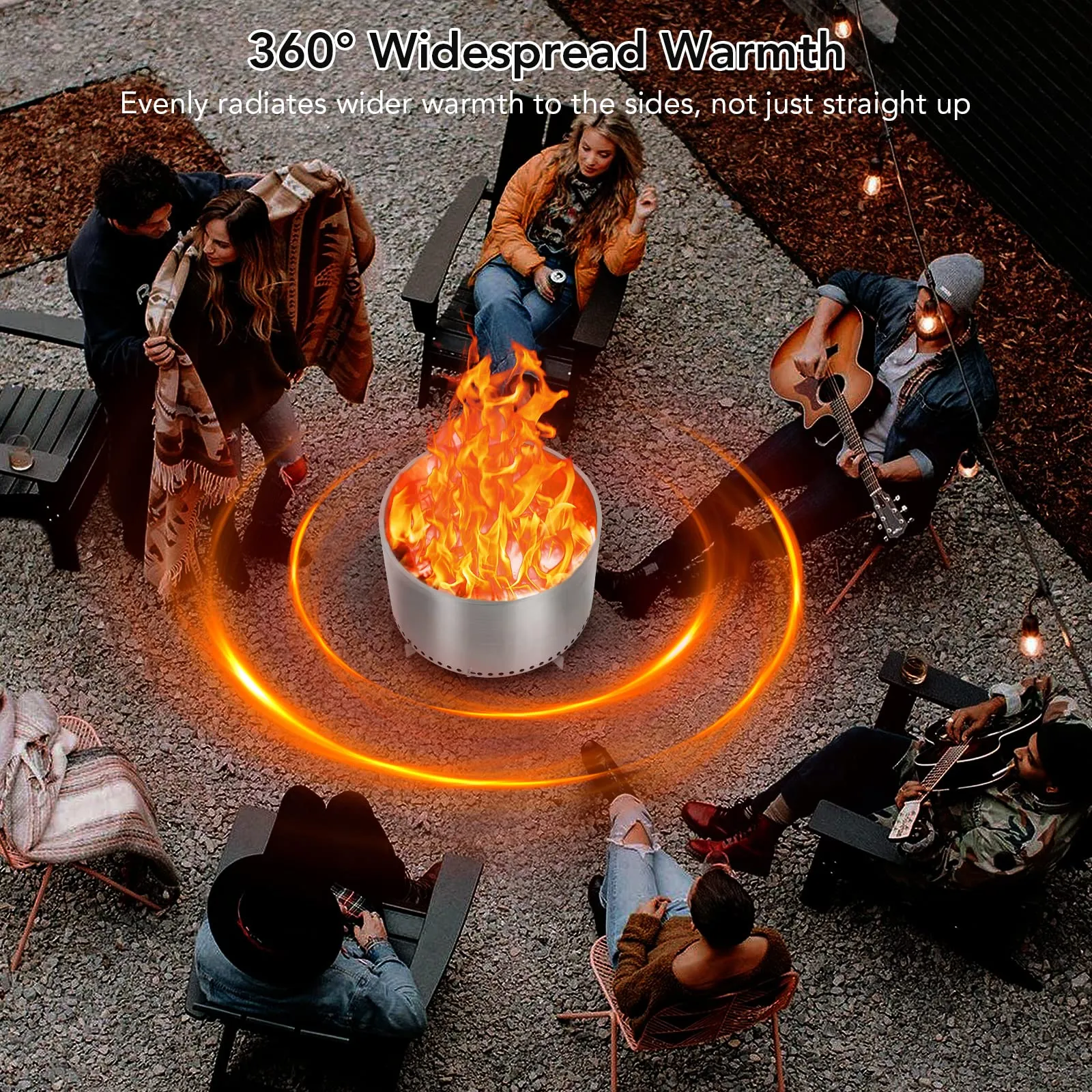GARVEE 20.5 Inch Smokeless Fire Pit For Outdoor Wood Burning Without Handle Portable Stainless Steel Camping Stove