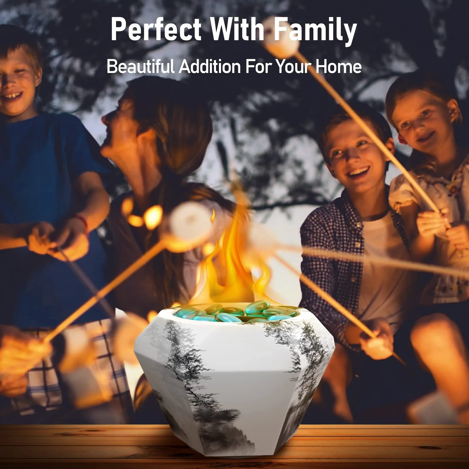 Godboat Tabletop Fire Pit, Small Table Top Firepit, Smokeless Fire Pit Bowl for Table, Tabletop Fire Pit Bowl for Smores Maker, Garden Mini Fire Pit for Table, Indoor Fireplace Decor