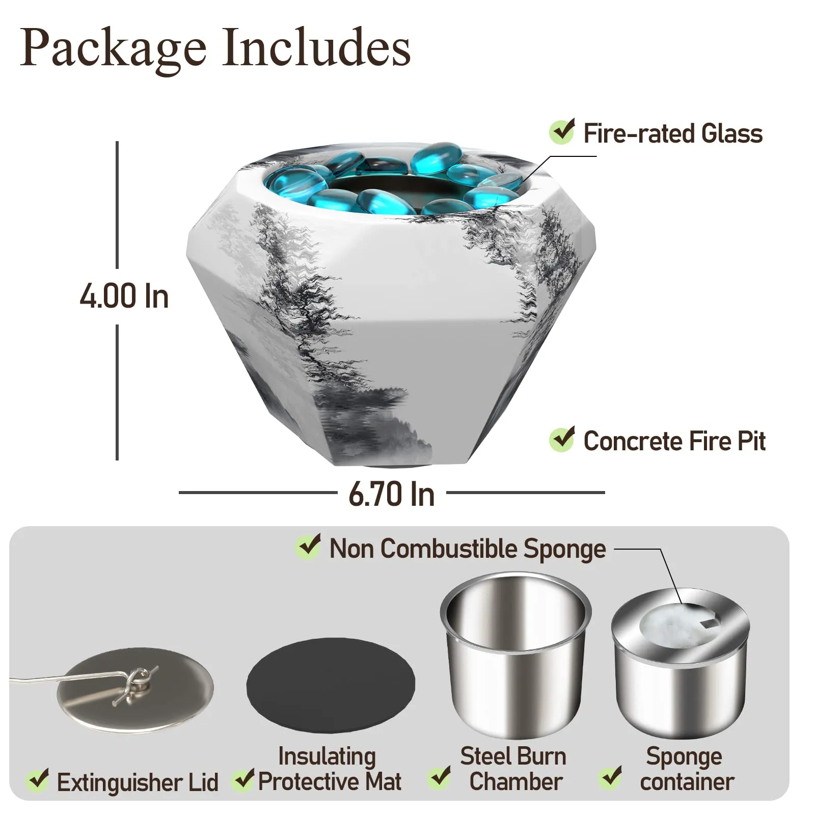 Godboat Tabletop Fire Pit, Small Table Top Firepit, Smokeless Fire Pit Bowl for Table, Tabletop Fire Pit Bowl for Smores Maker, Garden Mini Fire Pit for Table, Indoor Fireplace Decor