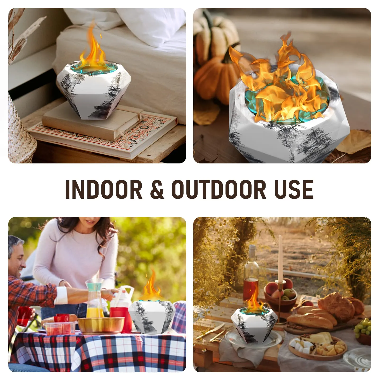 Godboat Tabletop Fire Pit, Small Table Top Firepit, Smokeless Fire Pit Bowl for Table, Tabletop Fire Pit Bowl for Smores Maker, Garden Mini Fire Pit for Table, Indoor Fireplace Decor