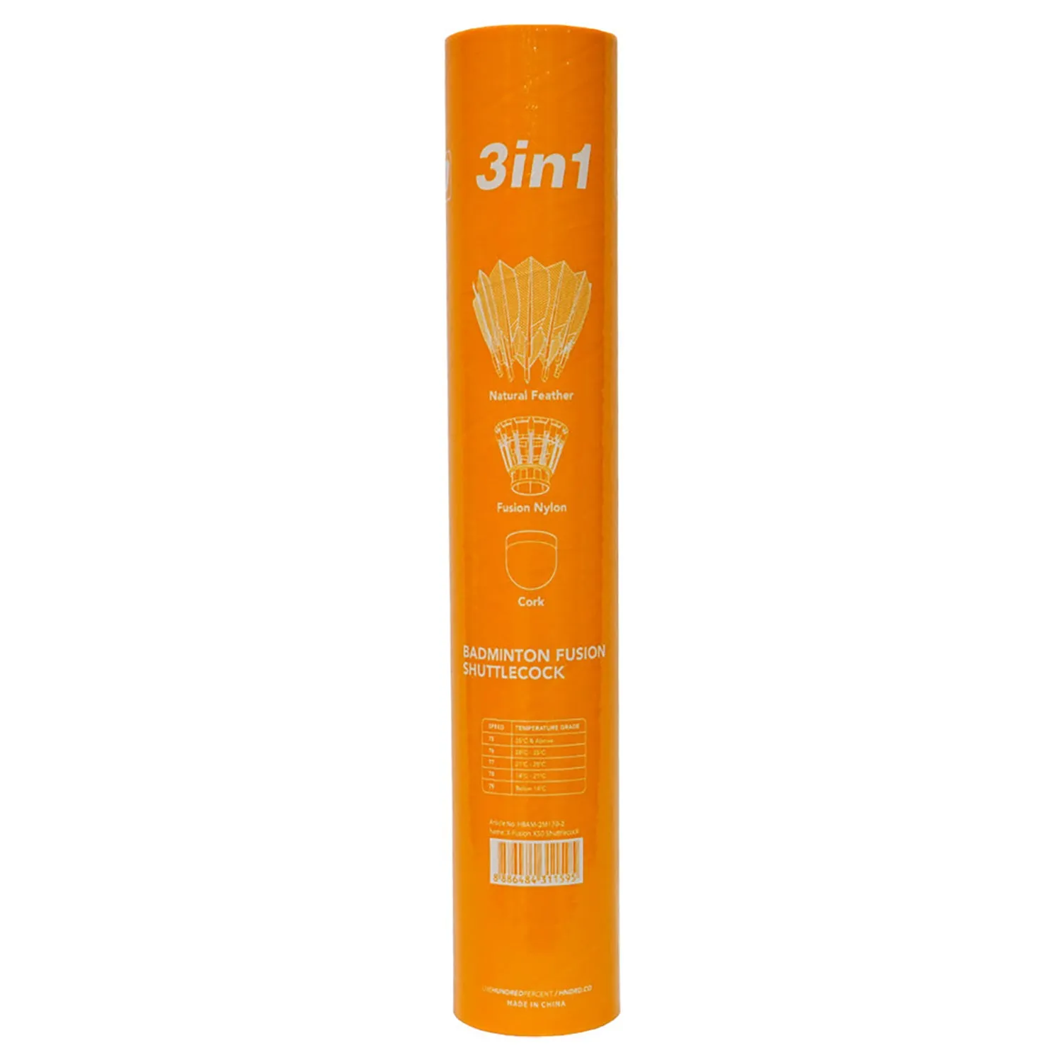 HUNDRED X50 X-Fusion Hybrid Badminton Shuttlecock, Speed 76 (1 Tube)