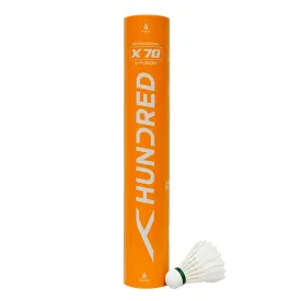 HUNDRED X70 X-Fusion Hybrid Badminton Shuttlecock, Speed 76 (1 Tube)