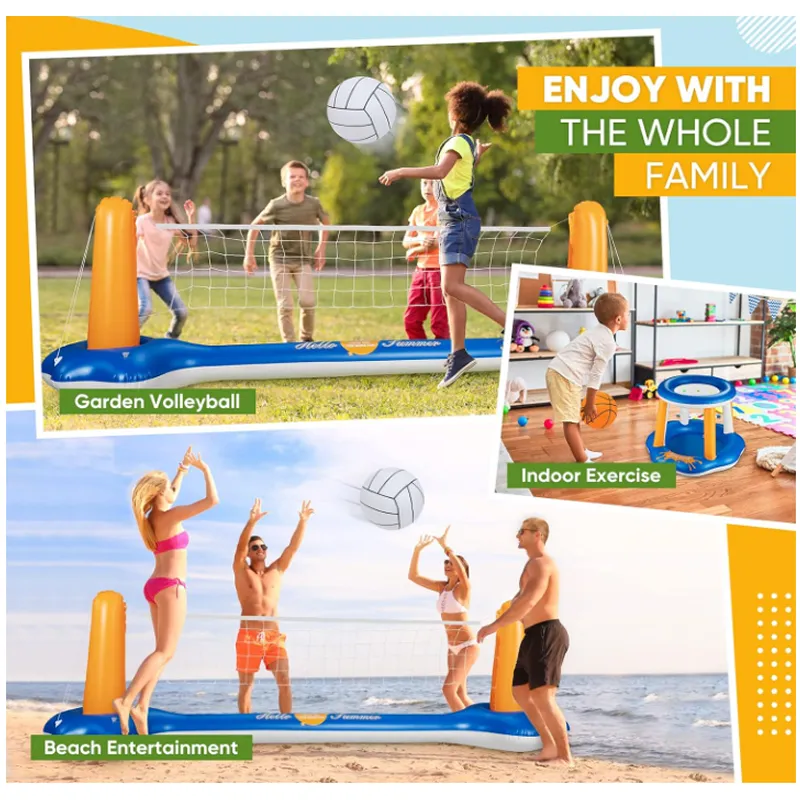 Inflatable Water Volleyball Net With Basketball Floating Hoop Hy-156