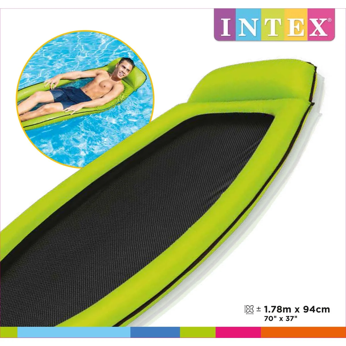 Intex Mesh Mats 70" x 37" with built in Pillow - Green or Blue