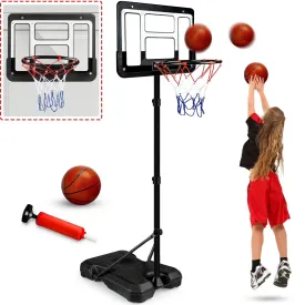 JBeeCtrl Kids 3.5 ft-6.2 ft Basketball Hoop for Kids with Stand