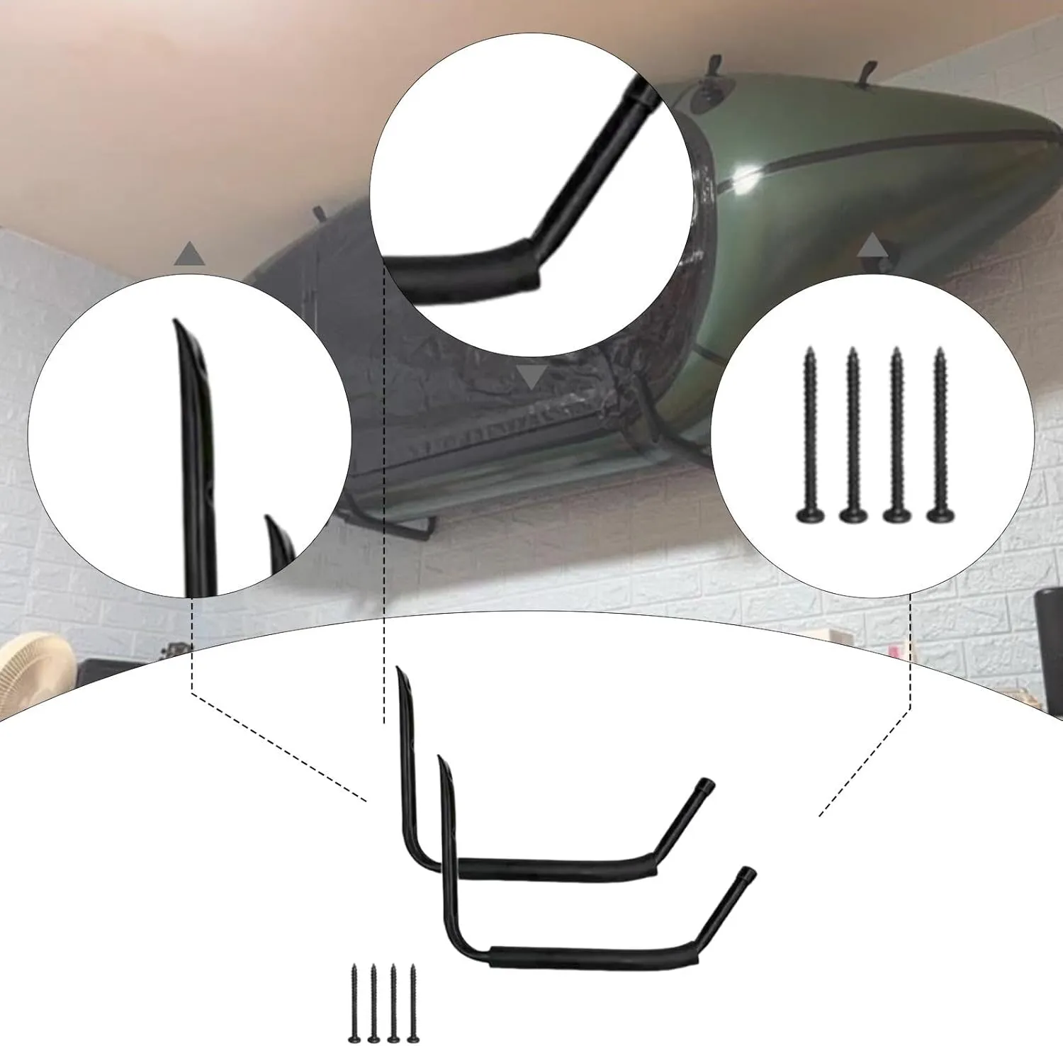 Kayak Storage Rack Garage Kayak Storage Hook Hanging Cradle Rack Portable Canoe Hanger for Paddleboard Snowboard