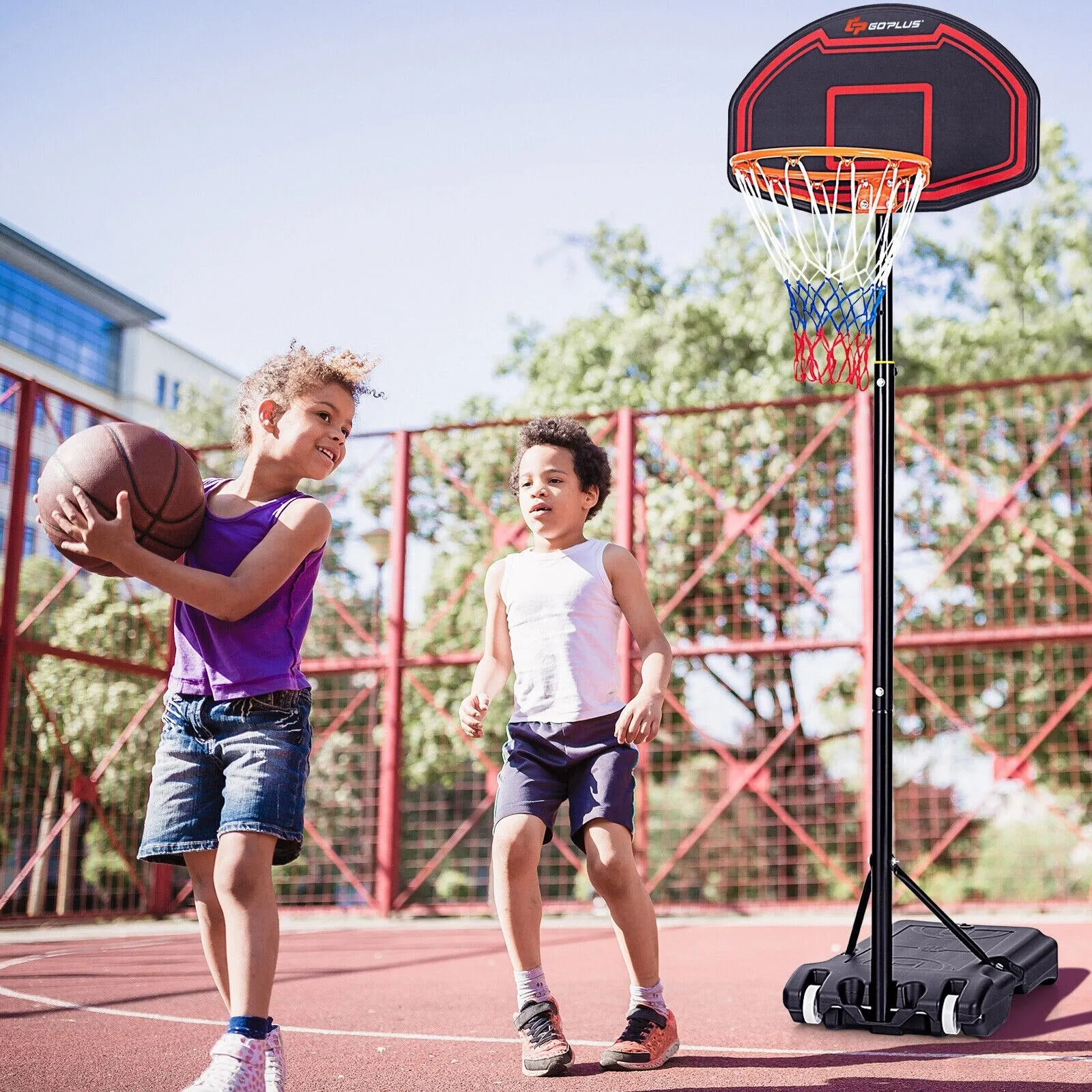 Kids Adjustable Basketball Hoop Stand W/Durable Net