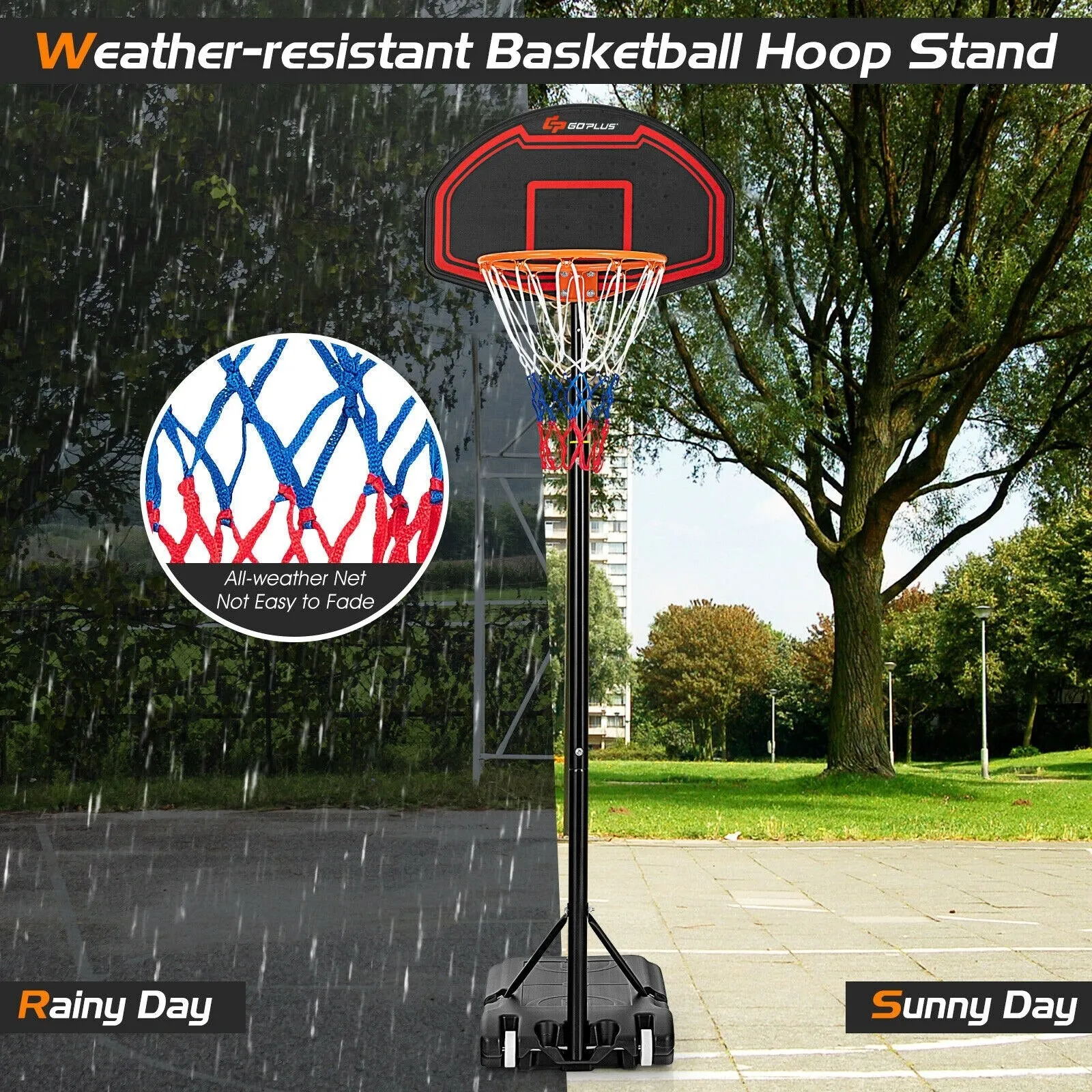 Kids Adjustable Basketball Hoop Stand W/Durable Net