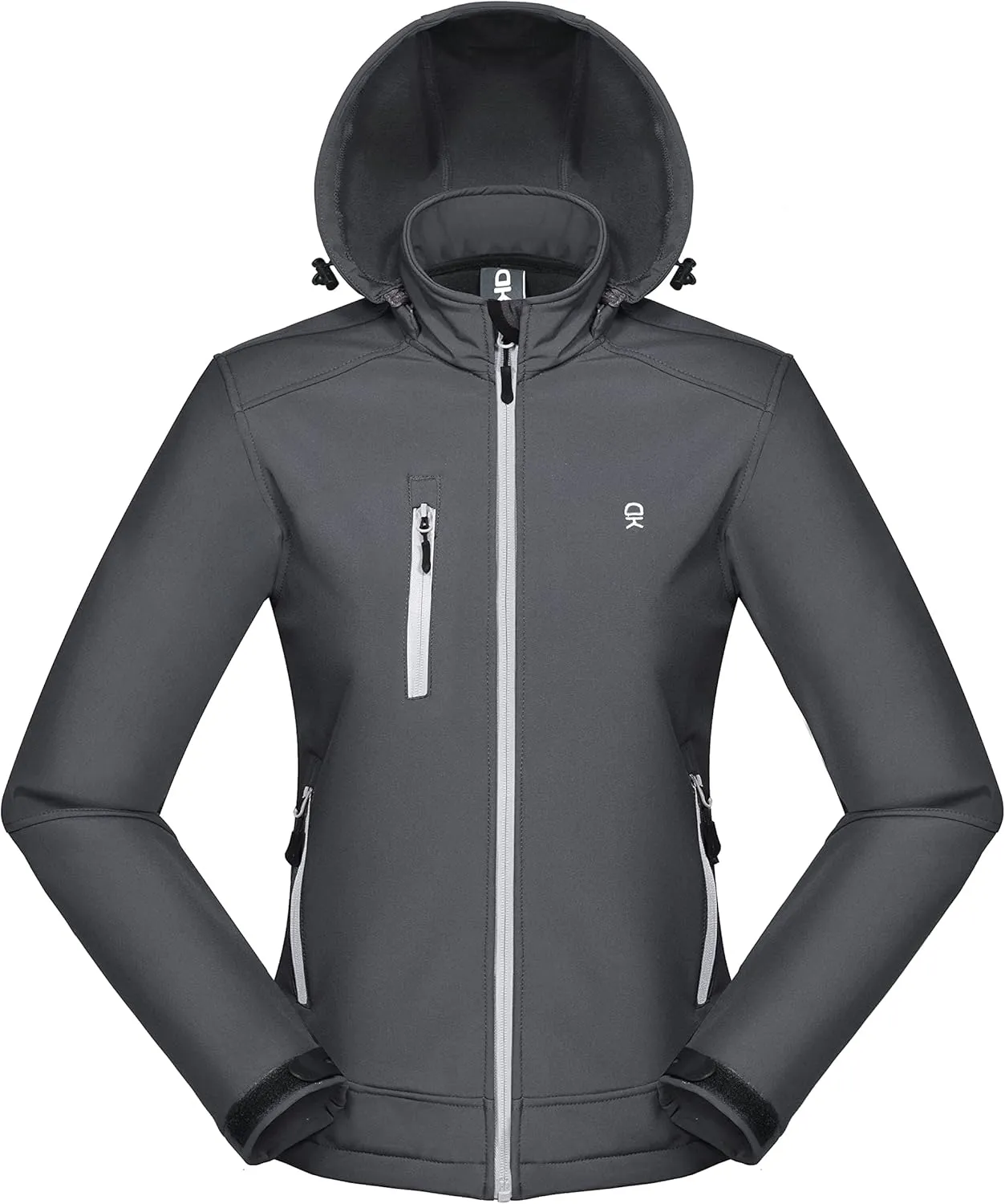 Little Donkey Andy Womens Softshell Jacket, Ski Snowboarding Jacket with Removable Hood, Fleece Lined