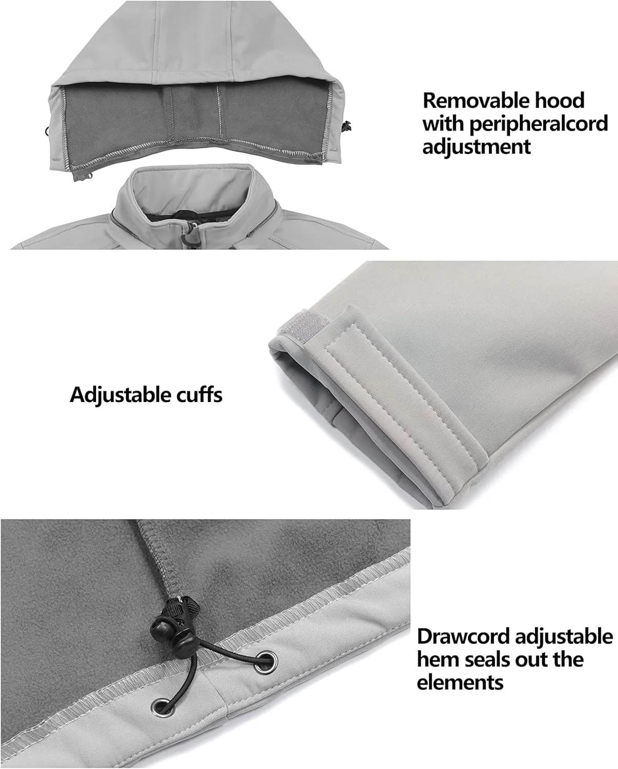 Little Donkey Andy Womens Softshell Jacket, Ski Snowboarding Jacket with Removable Hood, Fleece Lined